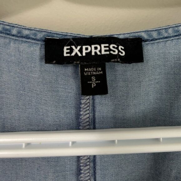 Express Denim Wrap Long Sleeves Dress - Picture 7 of 9